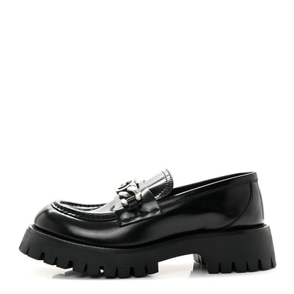 Gucci Cordovan Lux Womens Jeanne Platform Lug Sole 30/45mm Loafers 37 Black 1 of 9