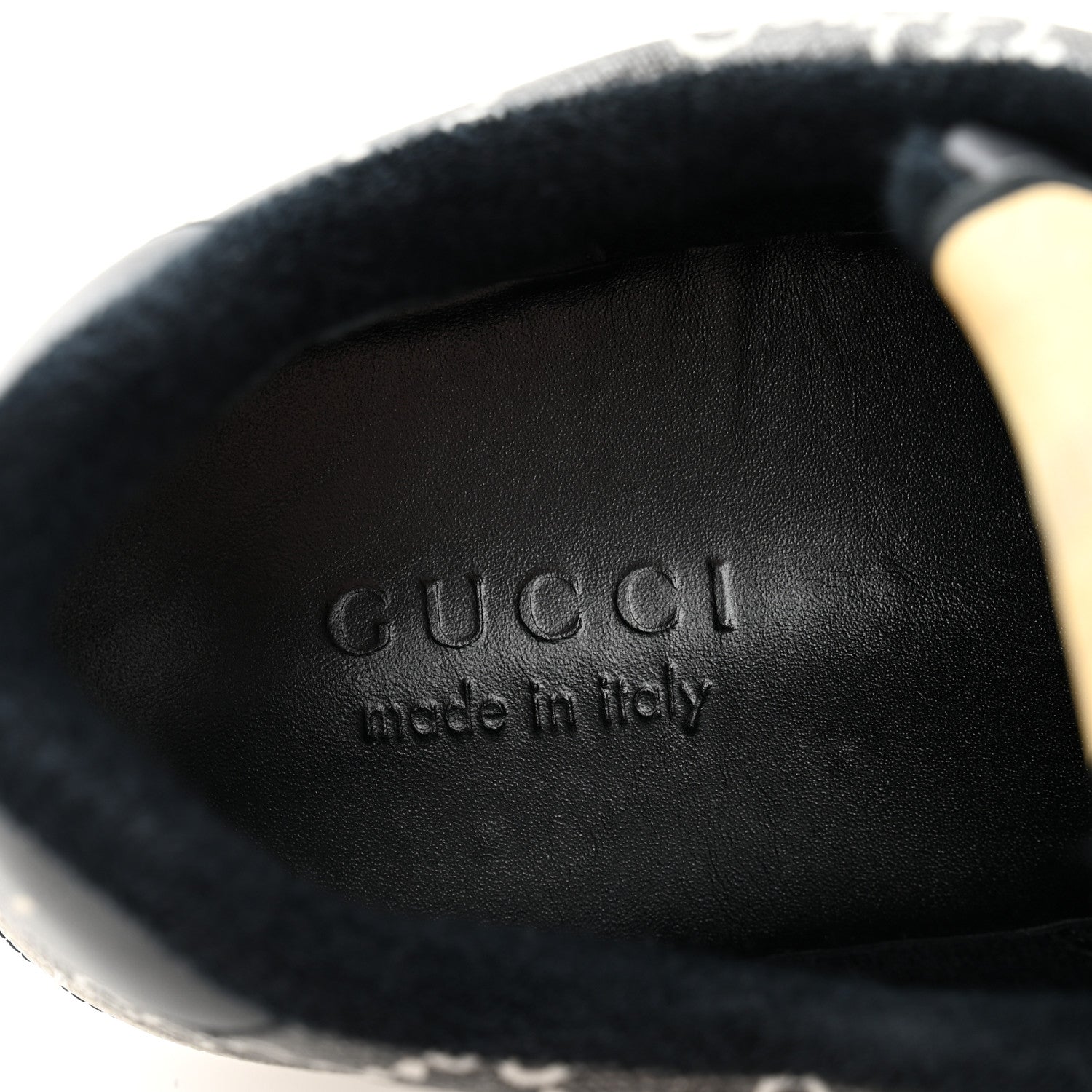 Gucci GG Supereme Monogram Miro Soft Calfskin Web Mens Screener Sneakers 9 Black Grey Sky 9 of 10