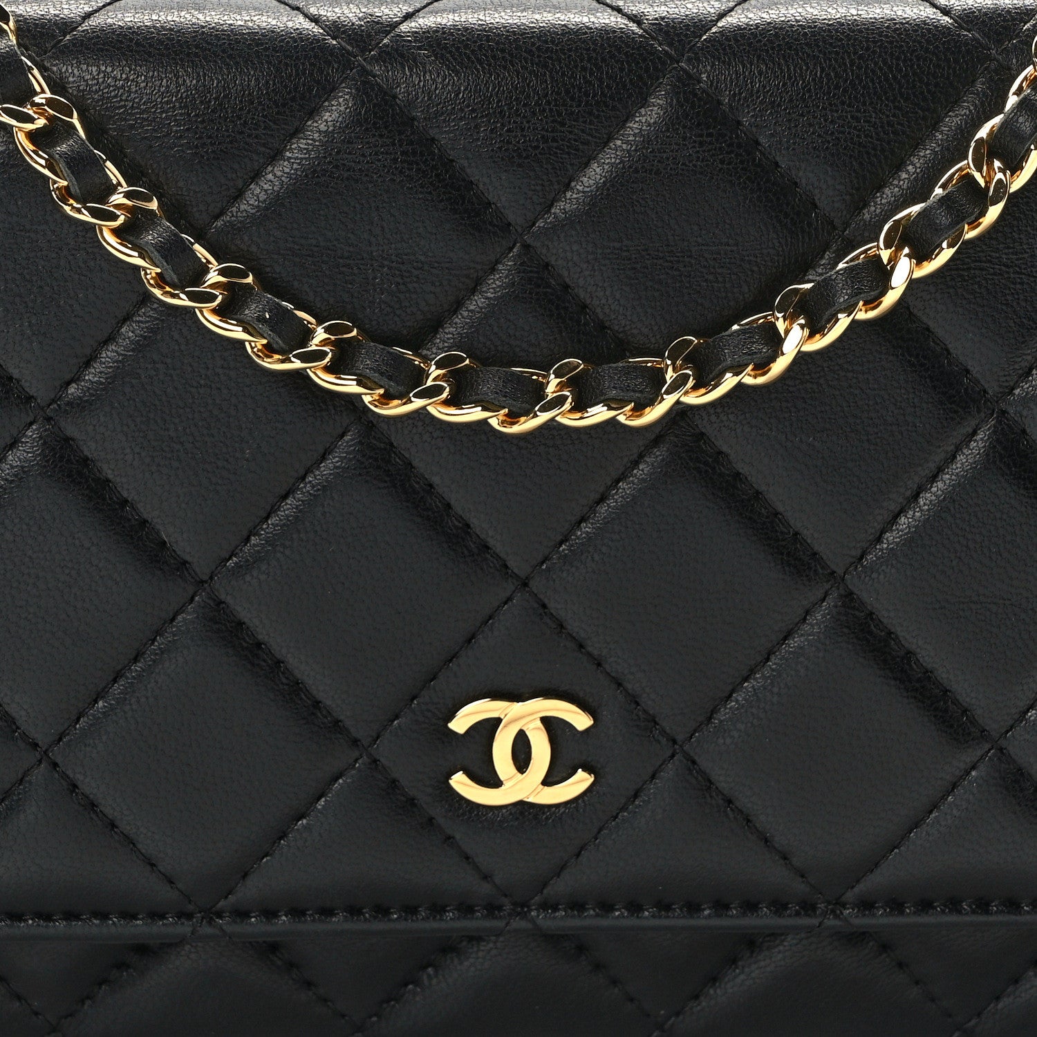 Chanel Lambskin Quilted Wallet On Chain WOC Black 9 of 12