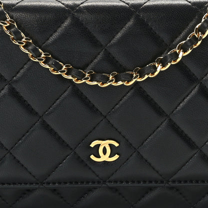 Chanel Lambskin Quilted Wallet On Chain WOC Black 9 of 12