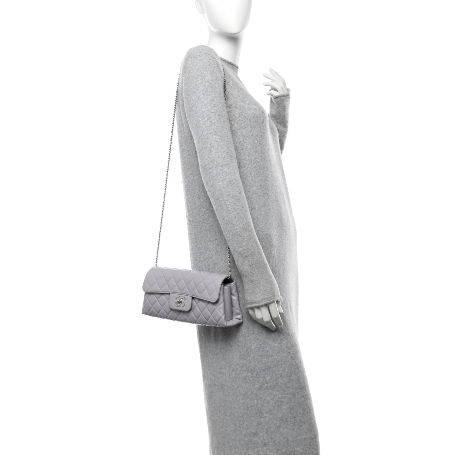 Lambskin Quilted By 4 Flap Crossbody Grey