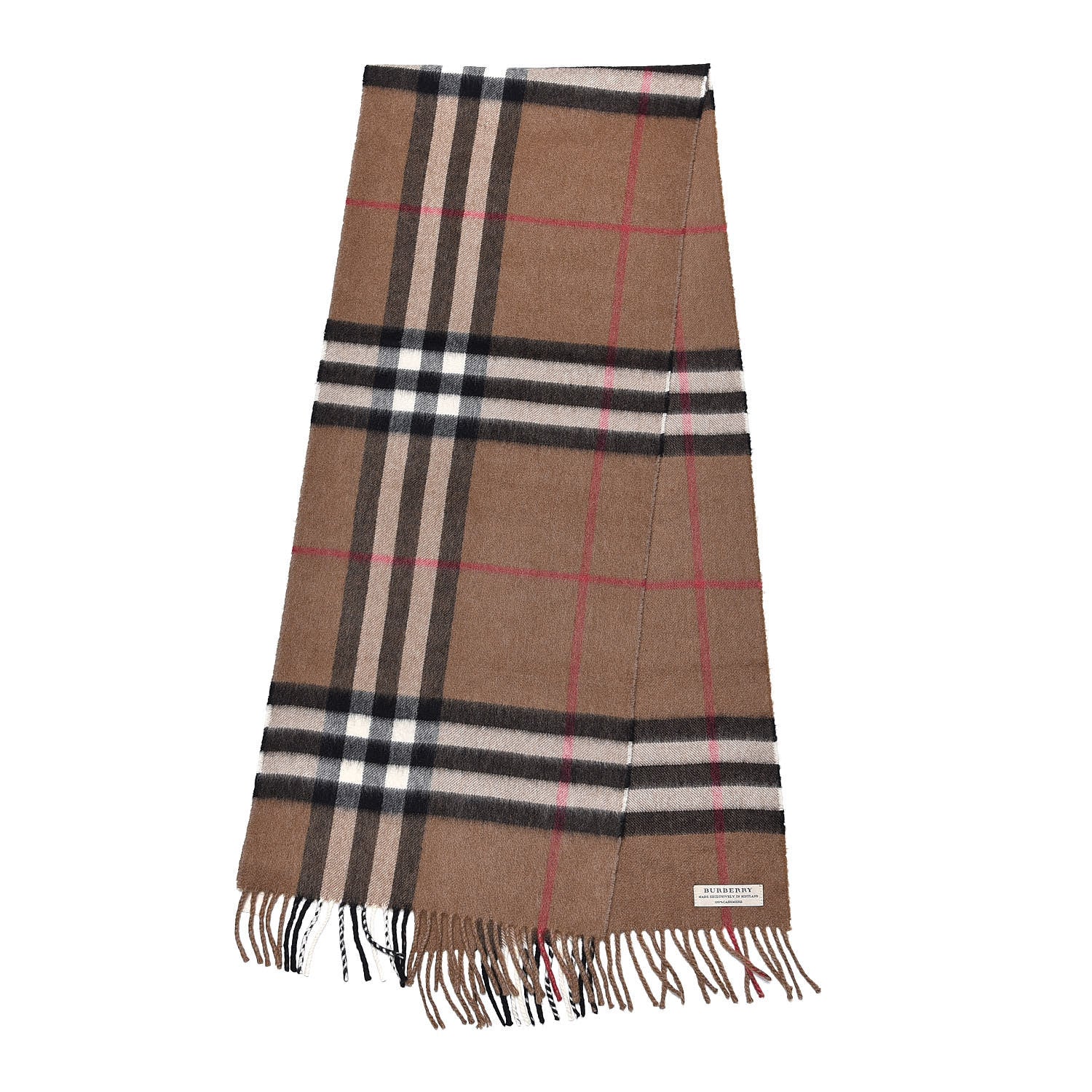 Burberry Cashmere Giant Check Fringe Scarf Brown 3 of 5