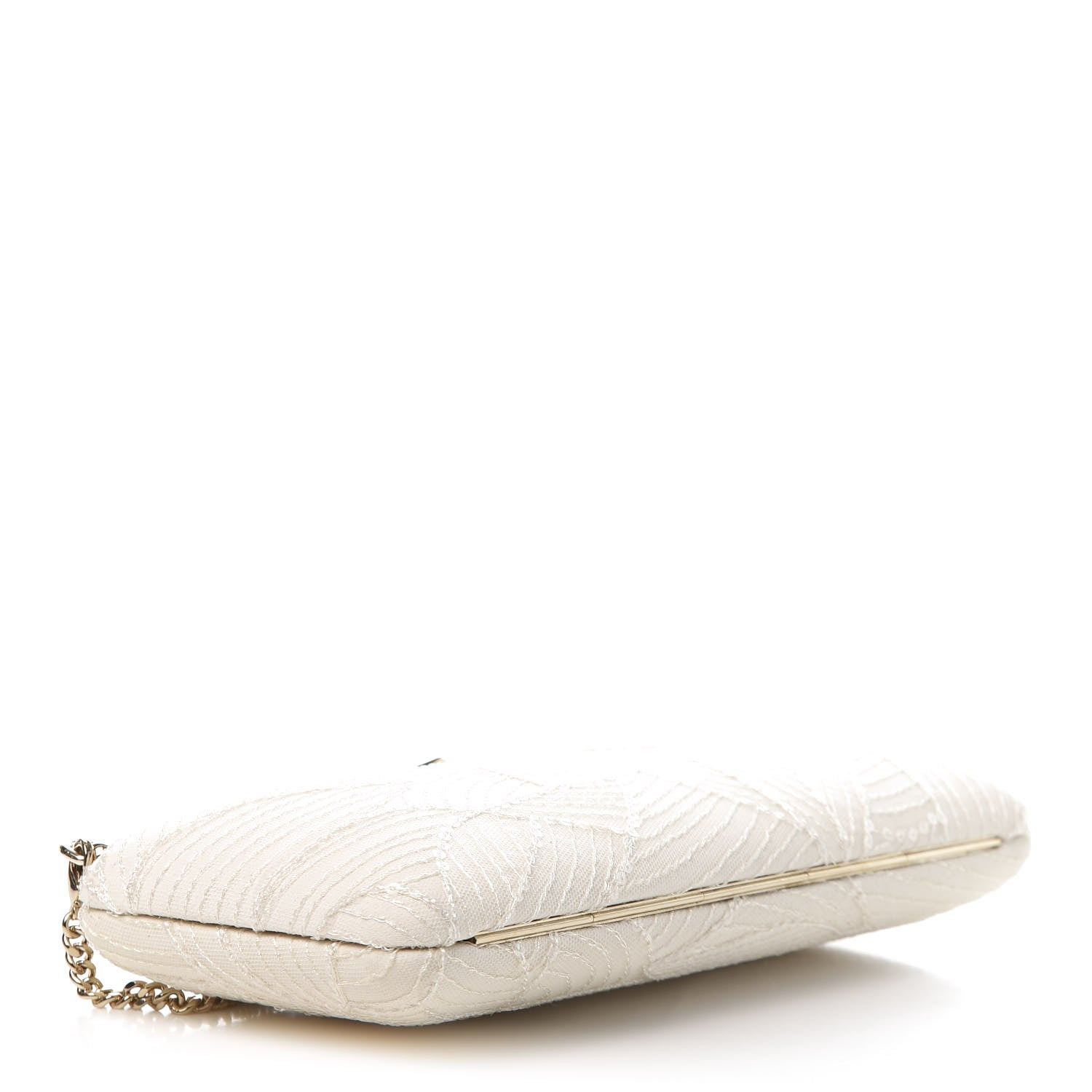 Jimmy Choo Suede Sequin Embroidered Ellipse Clutch Ivory 4 of 9