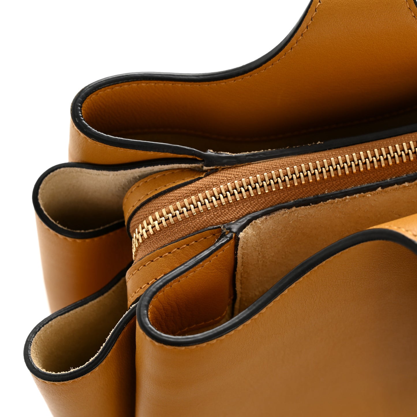 Supple Natural Calfskin Medium Tri-Fold Bag Ocre