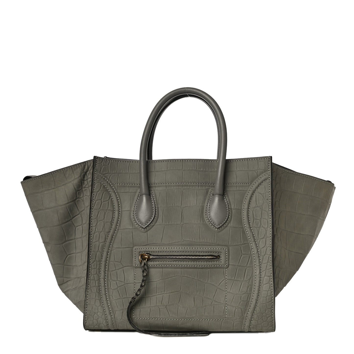 Crocodile Embossed Nubuck Medium Phantom Luggage Grey