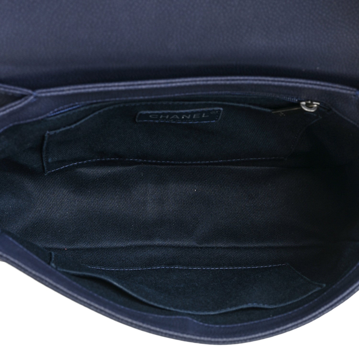 Chanel Washed Caviar Quilted Medium Turn Around Ligne Flap Navy 11 of 17