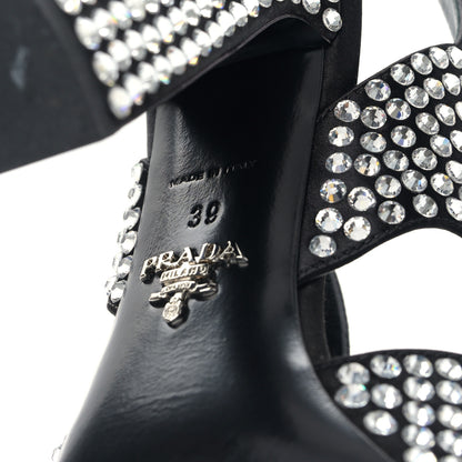 Prada Satin Crystal Ankle Wrap 105mm Sandals 39 Cristal 6 of 7