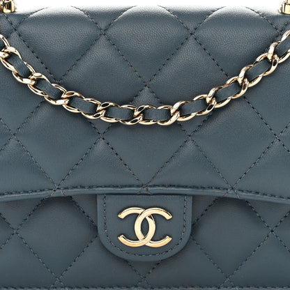 Chanel Lambskin Quilted Flap Phone Holder With Chain Blue 9 of 14