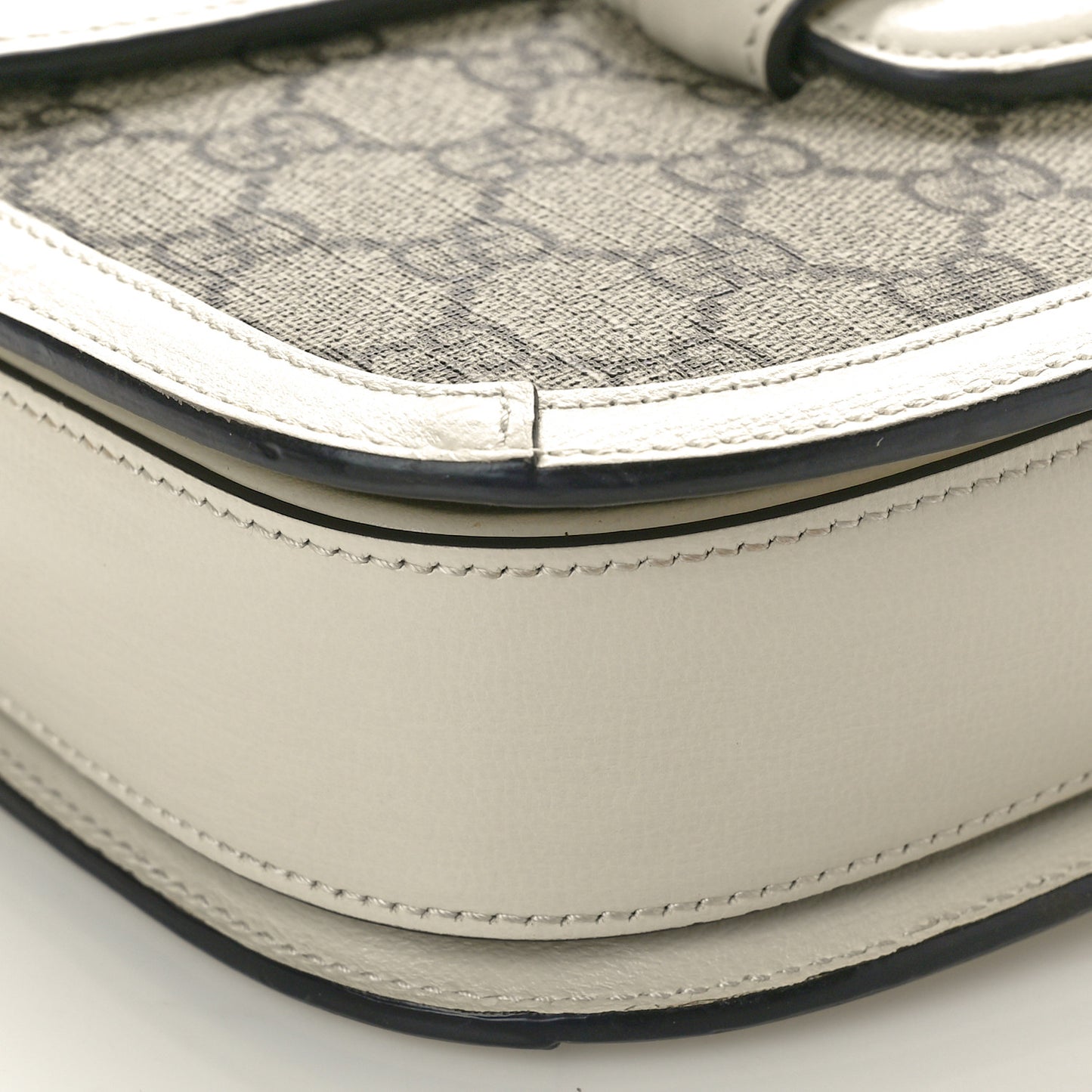 GG Supreme Monogram Horsebit 1955 Shoulder Bag Beige Mystic White