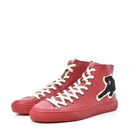 Gucci Calfskin Patch Mens Panther High Top Sneakers 10 Red 3 of 8