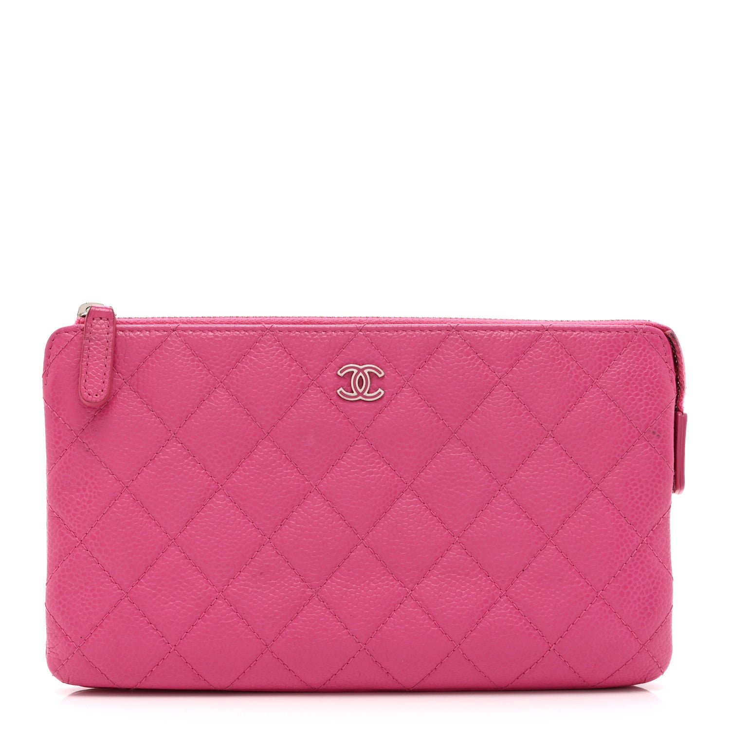 Chanel Caviar Quilted Enamel Zipped Clutch  Pink 1 of 11