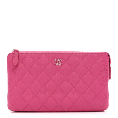 Chanel Caviar Quilted Enamel Zipped Clutch  Pink 1 of 11