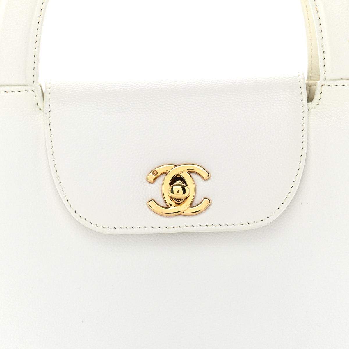 Chanel Caviar Top Handle Bag White 9 of 14