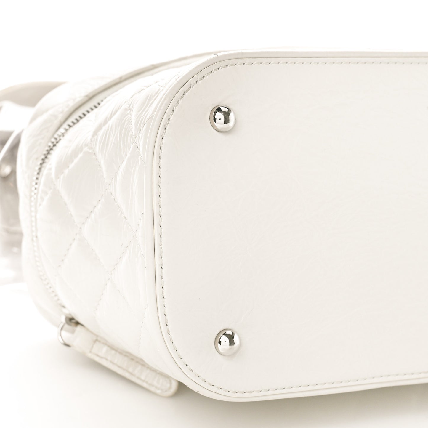 Crumpled Calfskin PVC Quilted Backpack White