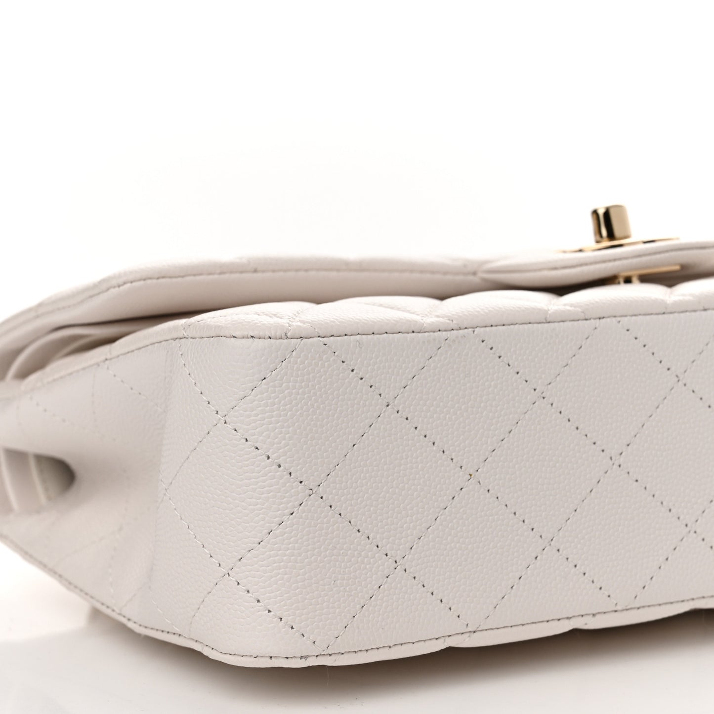 Caviar Quilted Medium Double Flap White