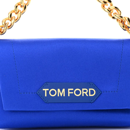 Tom Ford Satin Mini Label Chain Shoulder Bag Electric Blue 8 of 10