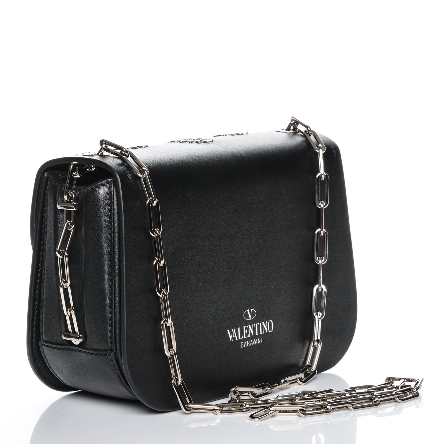 Vitello Loveblade Embellished Chain Flap Bag Black Multicolor