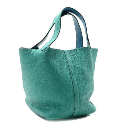 Hermes Taurillon Clemence Swift Eclat Picotin Lock 22 MM Vert Verone Bleu De Prusse 3 of 10