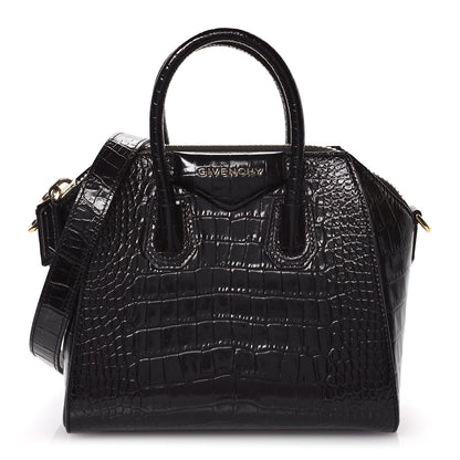 Givenchy Calfskin Crocodile Embossed Mini Antigona Black 1 of 11