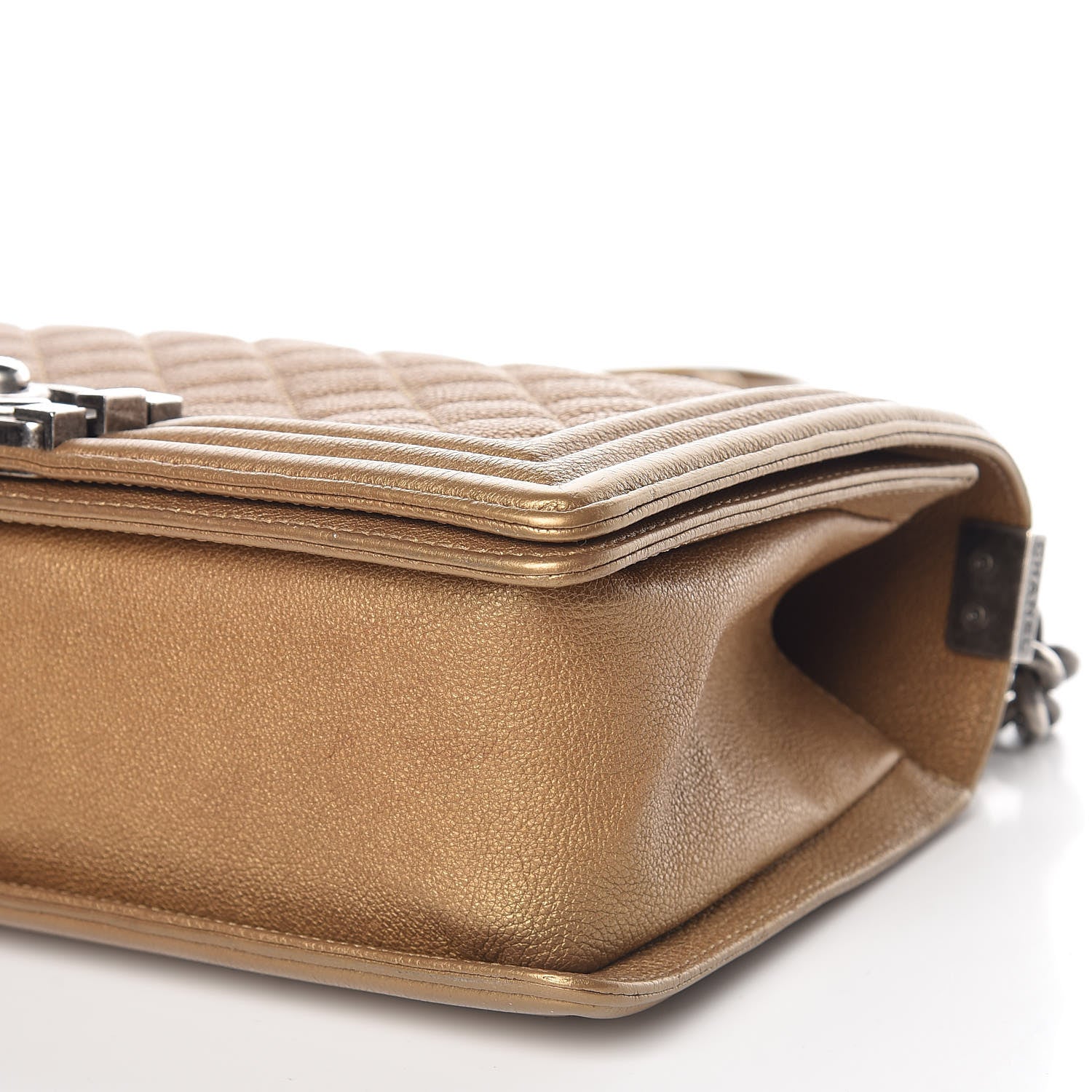 Chanel Metallic Calfskin Quilted Medium Boy Flap Dark Gold 9 of 21