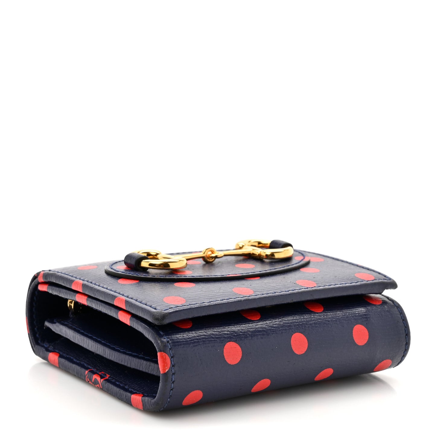 Shangai Calfskin Polka Dot Horsebit 1955 Flap Card Case Wallet Blue Orange Sailor Blue