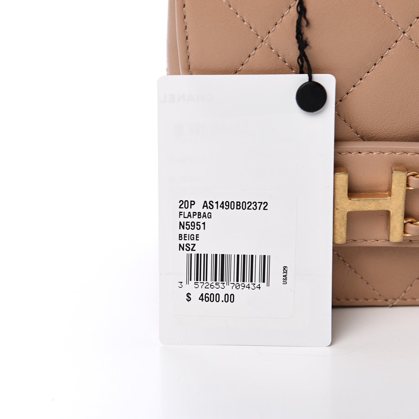 Calfskin Quilted Small Enchained Flap Beige