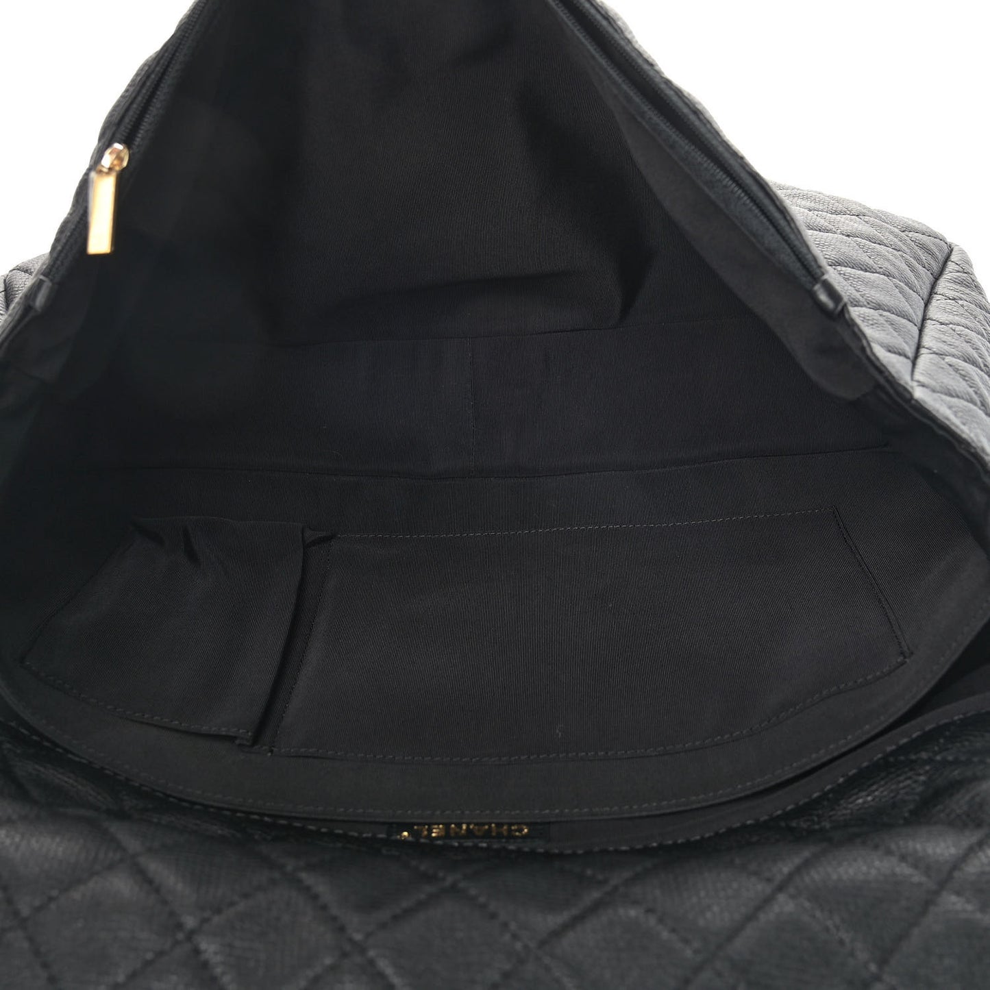 Calfskin Quilted XXL Travel Flap Bag Black