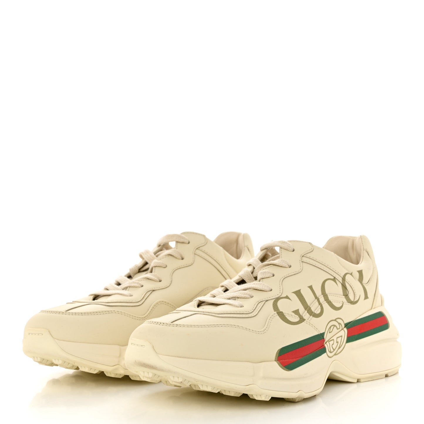 Calfskin Logo Womens Rhyton Sneakers 40 Ivory