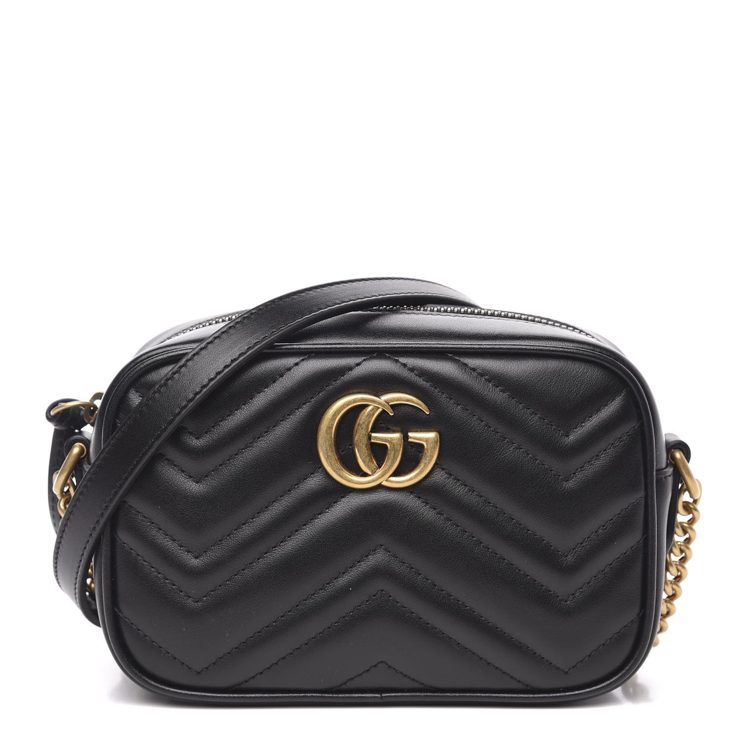 Calfskin Matelasse Mini GG Marmont Chain Shoulder Bag Black