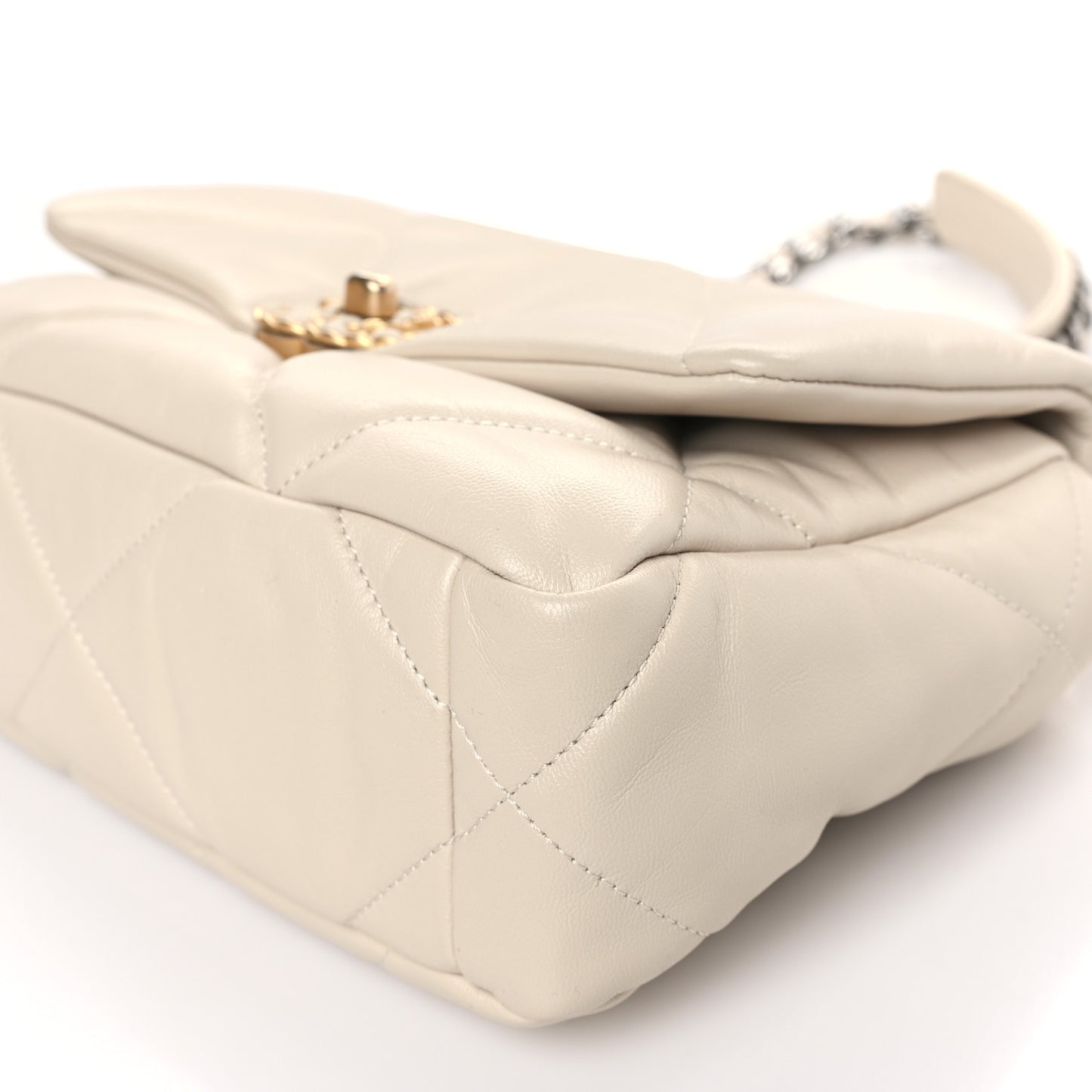 Lambskin Quilted Medium Chanel 19 Flap Light Beige