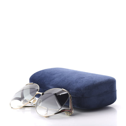 Gucci Metal Oversized Round Frame GG0225S Sunglasses Gold 12 of 12