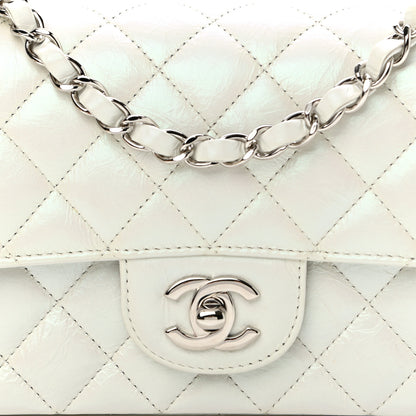 Chanel Iridescent Crumpled Calfskin Quilted Mini Rectangular Flap White 7 of 11