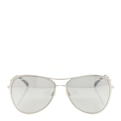 Chanel Pilot Summer Aviator Sunglasses 4223 Silver 2 of 8