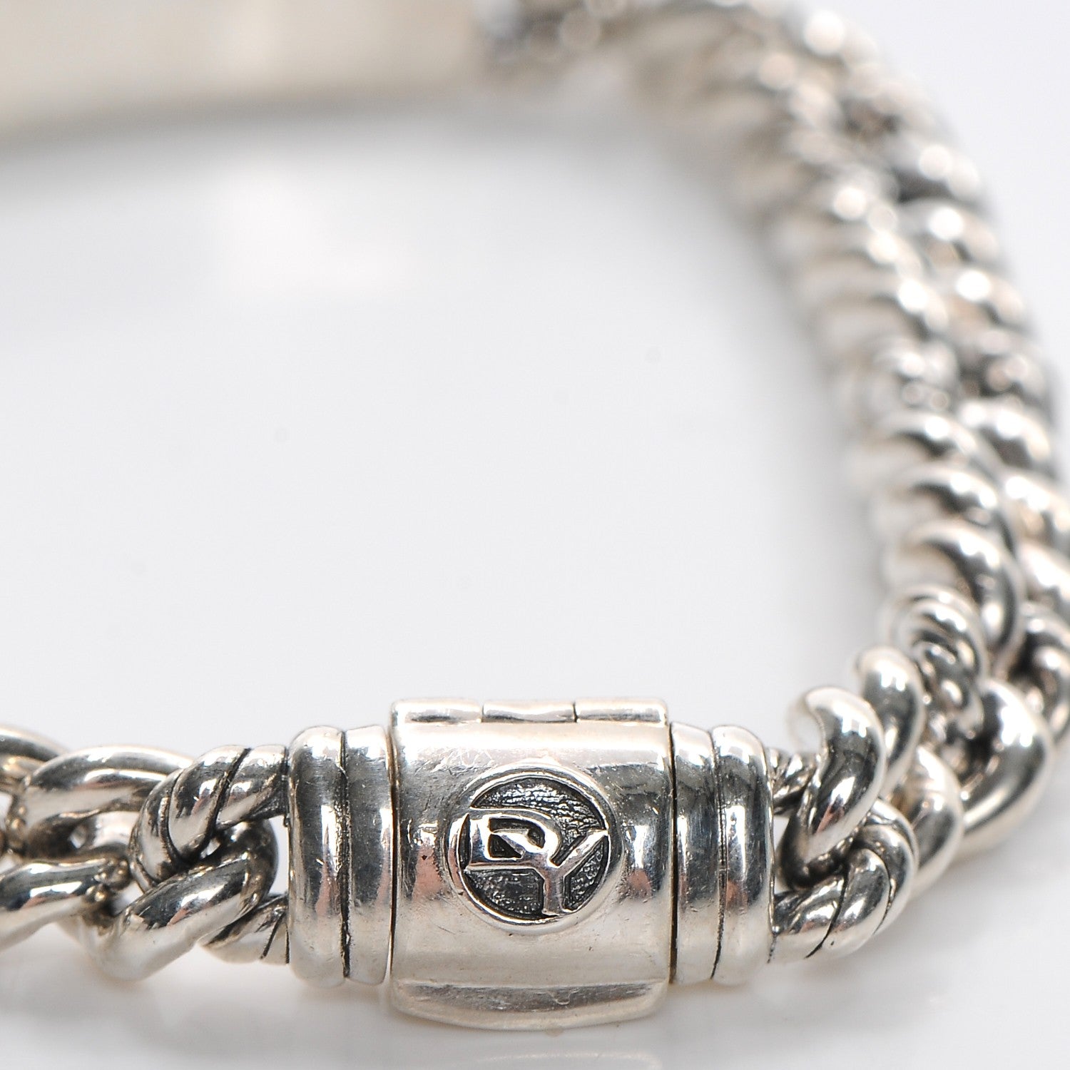 David Yurman Sterling Silver Diamond 7mm Petite Pave Curb Link Love ID Bracelet 5 of 6