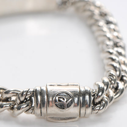 David Yurman Sterling Silver Diamond 7mm Petite Pave Curb Link Love ID Bracelet 5 of 6