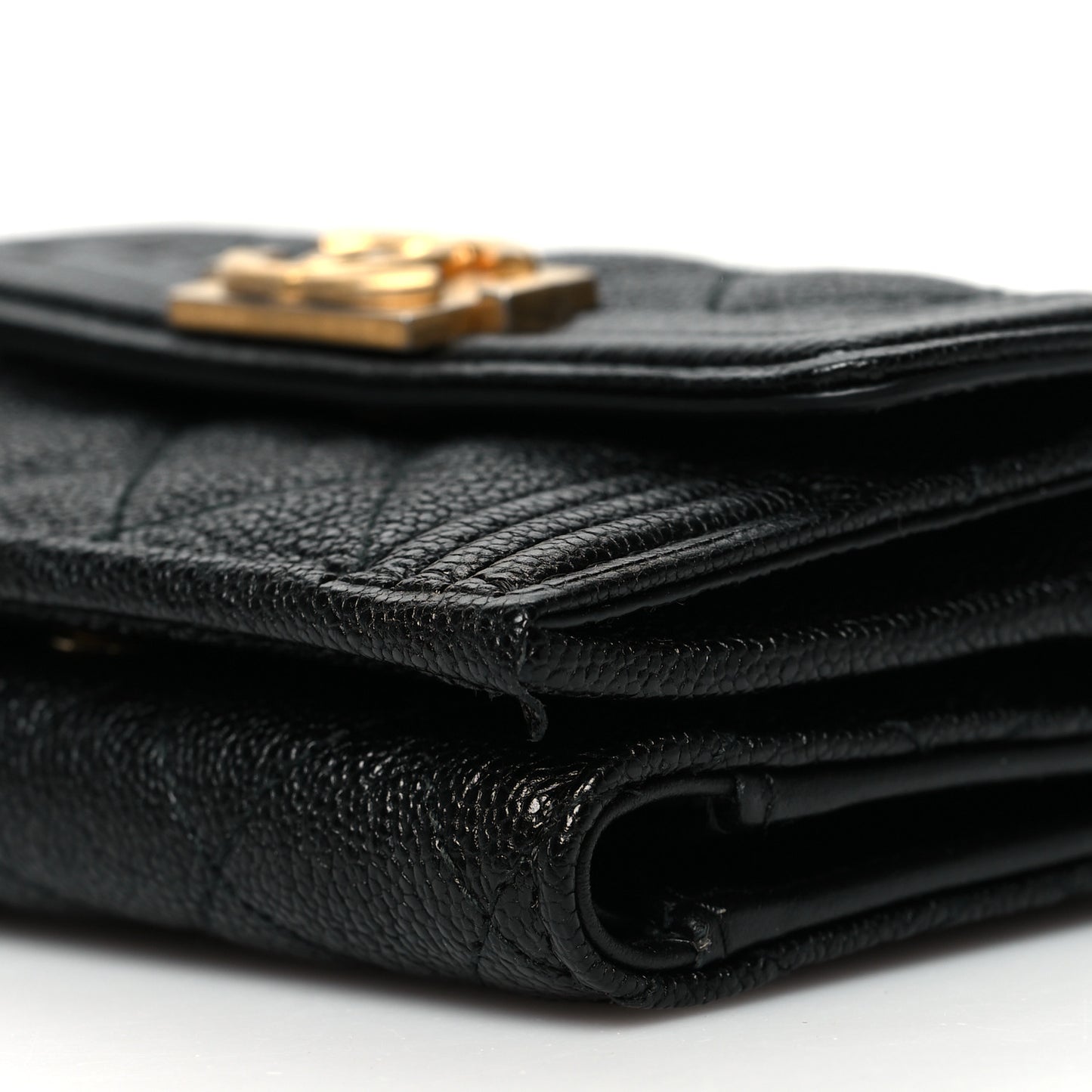 Caviar Quilted Small Boy Flap Wallet Black