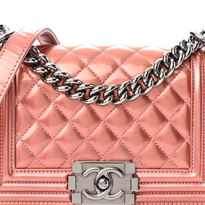 Chanel Metallic Patent Calfskin Quilted Small Boy Flap Pink 8 of 14