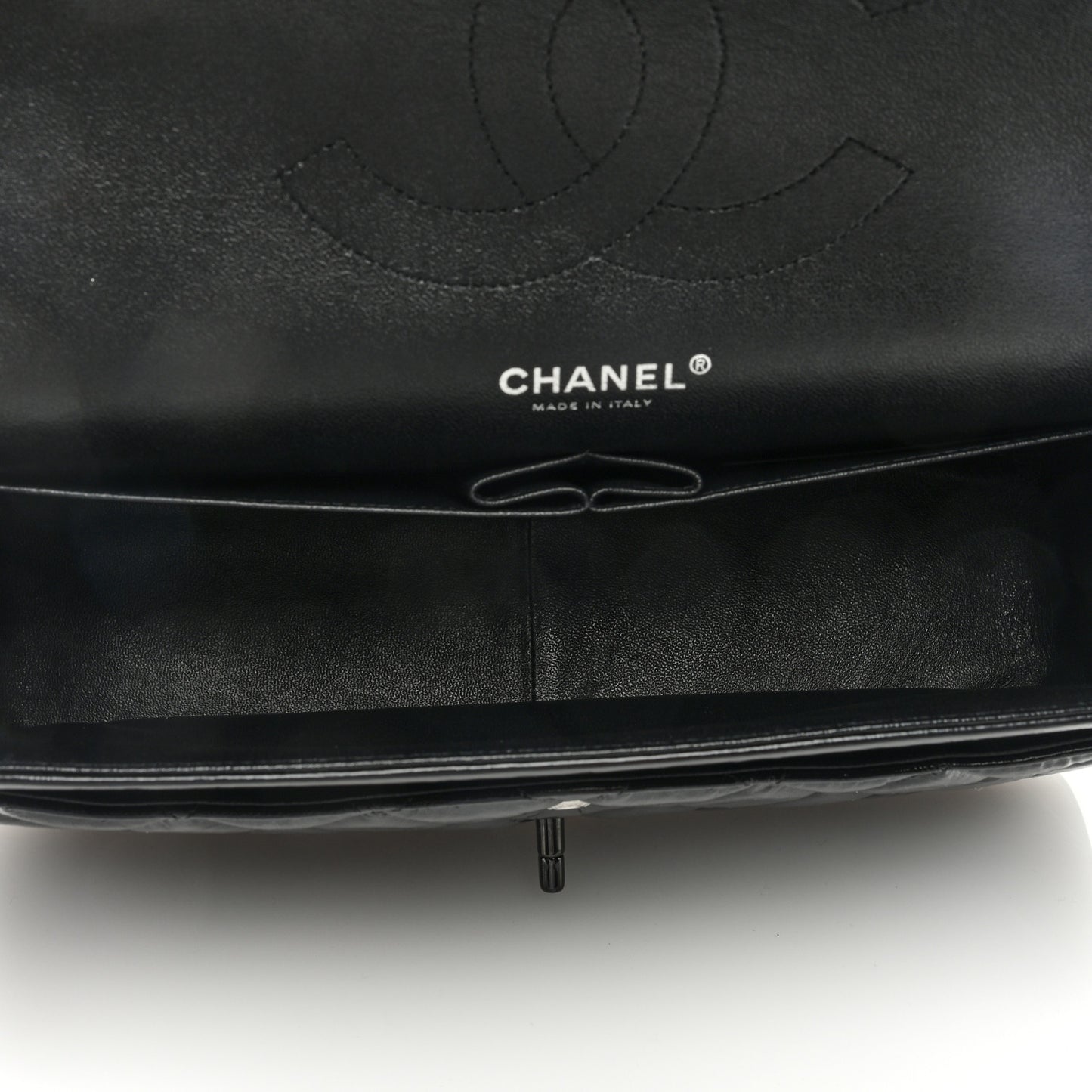 Shiny Distressed Calfskin Quilted Jumbo Double Flap So Black