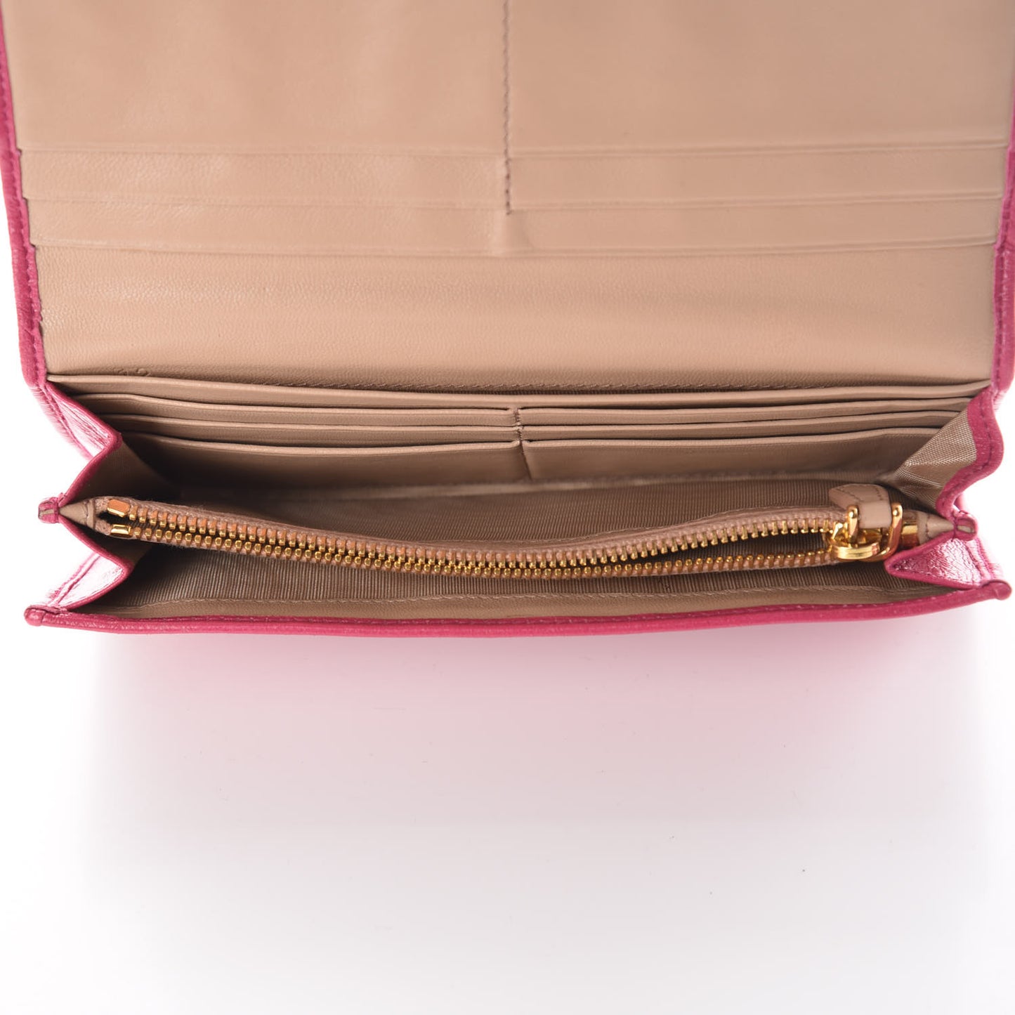 Vitello Antic Soft Metal Chevron Wallet Pink