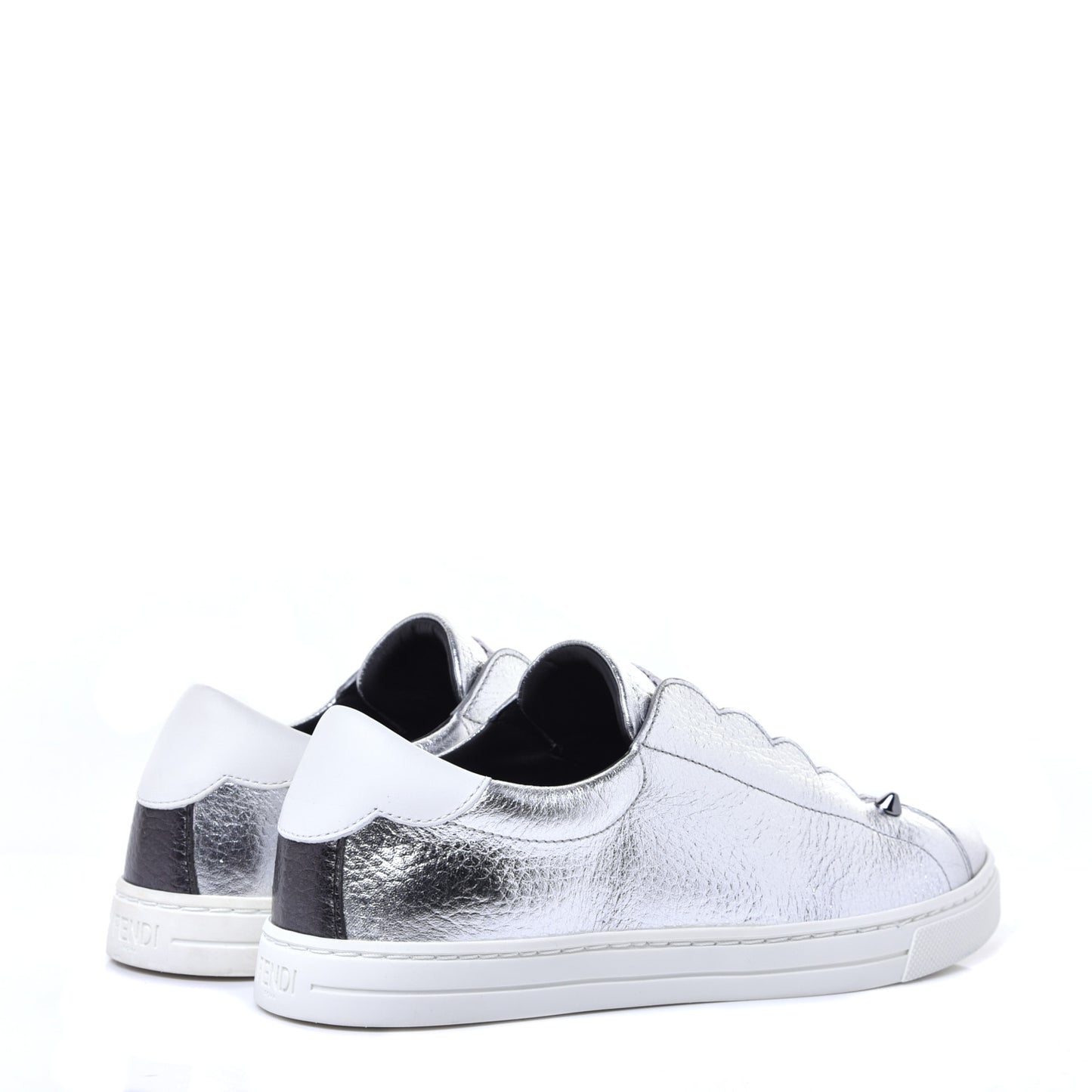 Metallic Vitello Lurex Rockoclick Slip On Sneakers 35 Silver