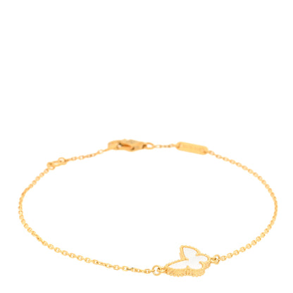 Van Cleef & Arpels 18K Yellow Gold Mother of Pearl Sweet Alhambra Butterfly Bracelet 1 of 3