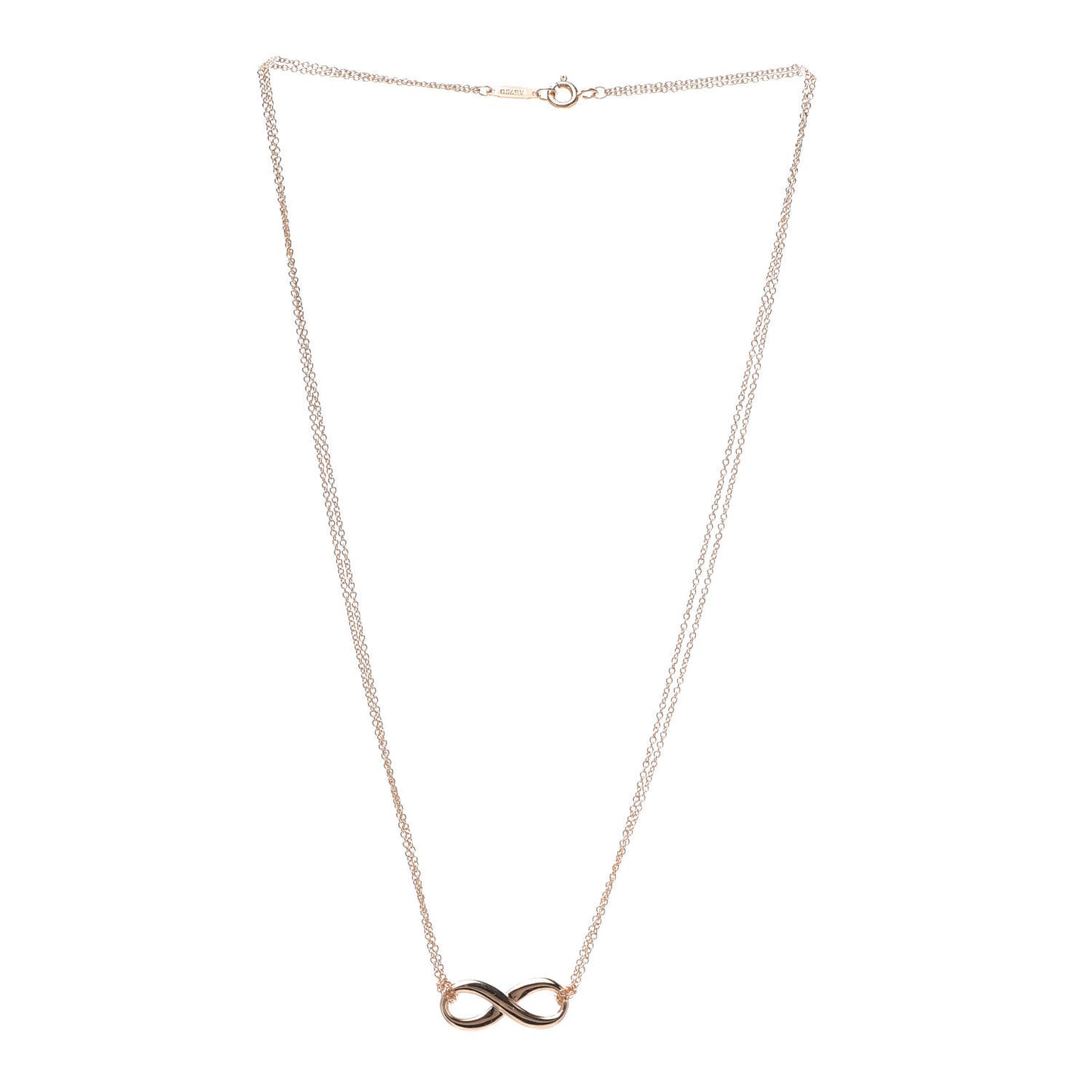 18K Rose Gold Infinity Double Chain Pendant Necklace