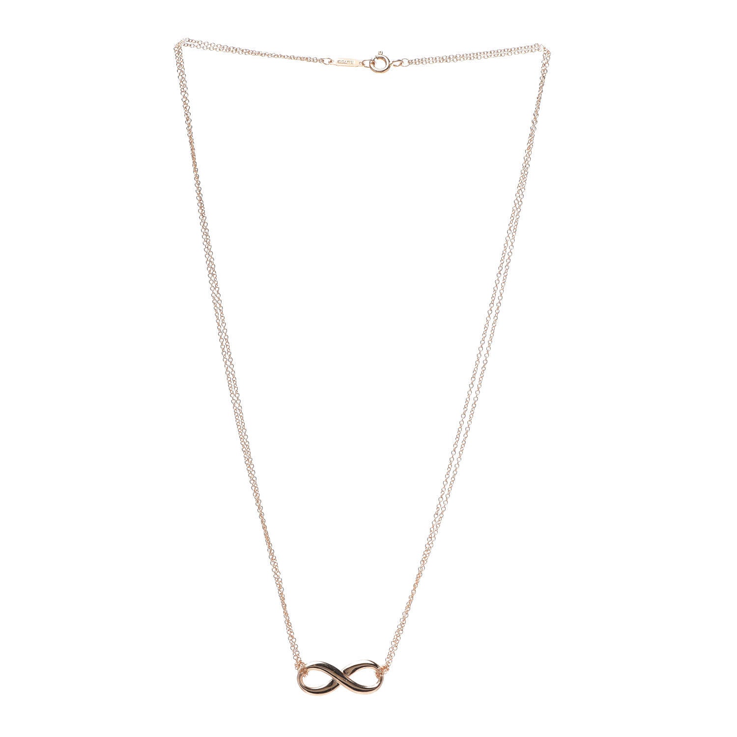 Tiffany 18K Rose Gold Infinity Double Chain Pendant Necklace 3 of 6