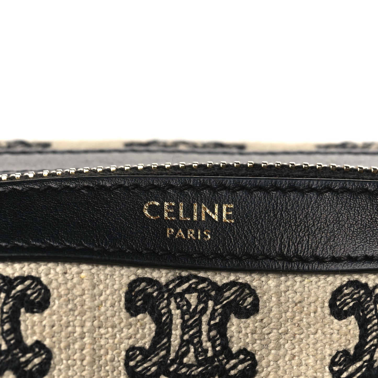 Canvas Calfskin Triomphe Embroidered Boston Bag Black