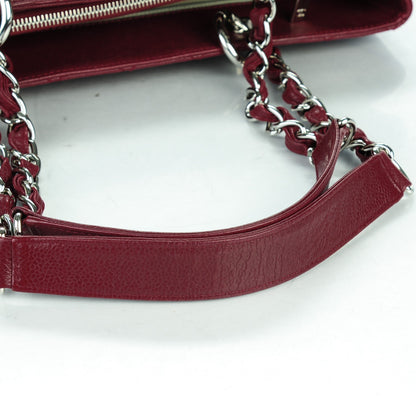 Chanel Caviar Quilted Grand Shopping Tote GST Dark Red 9 of 10