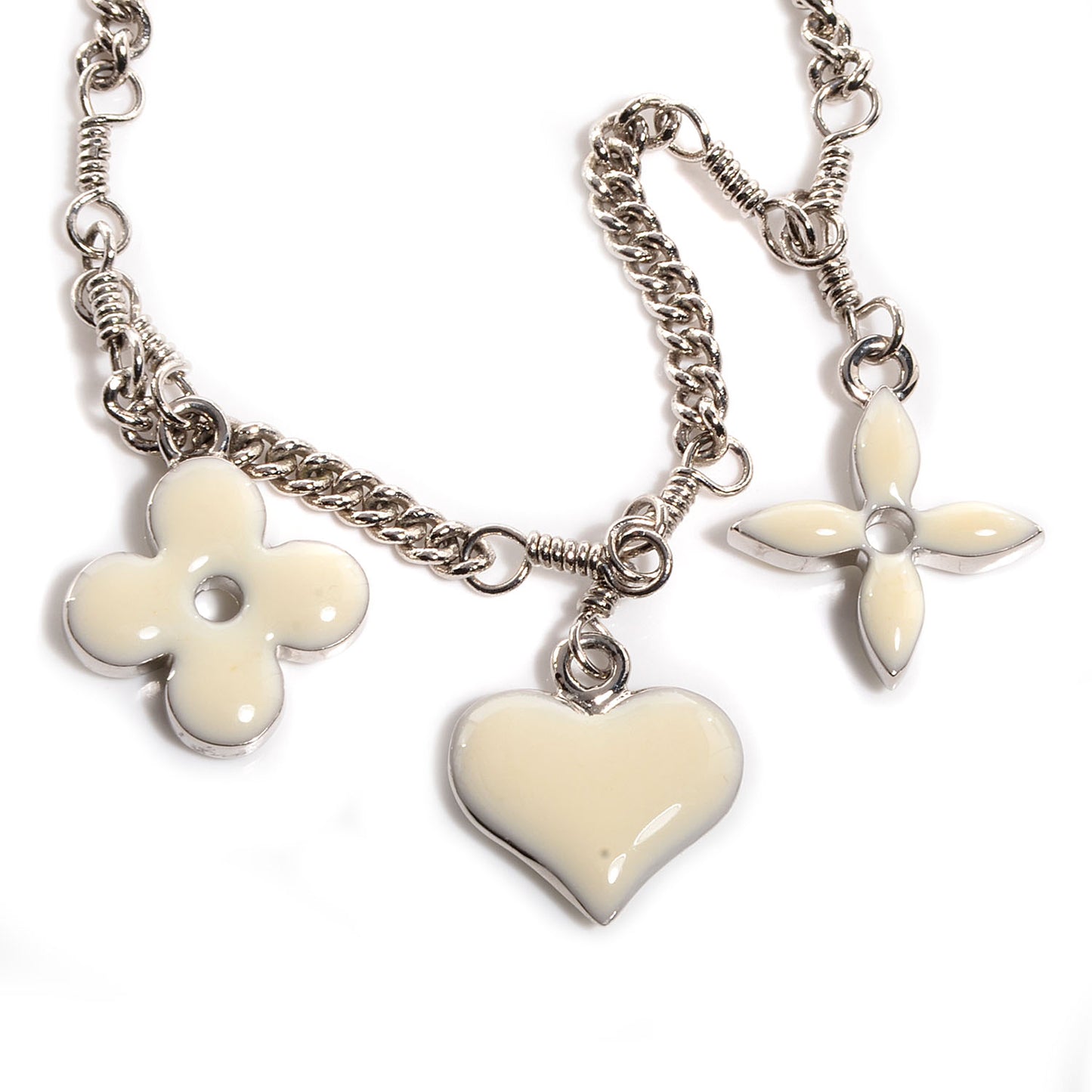 Sweet Monogram Charm Bracelet White Silver
