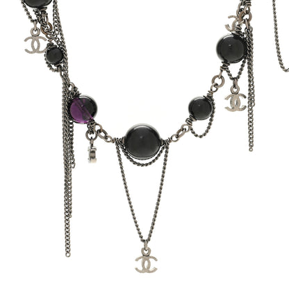 Chanel Ruthenium Pearl Beaded CC Choker Necklace Black 4 of 6