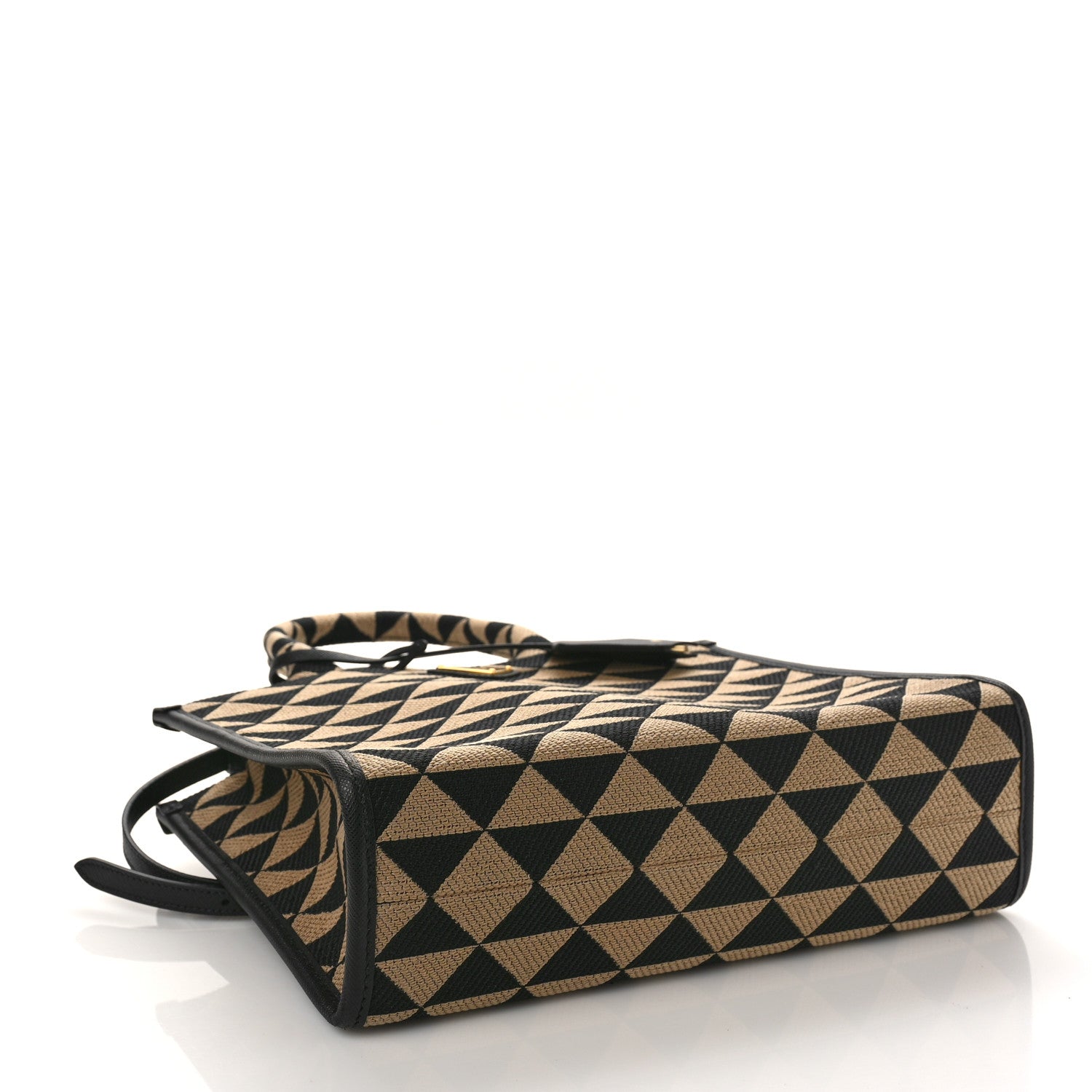 Prada Jacquard Saffiano Triangolo Symbole Embroidered Small Tote Black Corda 4 of 8