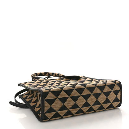 Prada Jacquard Saffiano Triangolo Symbole Embroidered Small Tote Black Corda 4 of 8