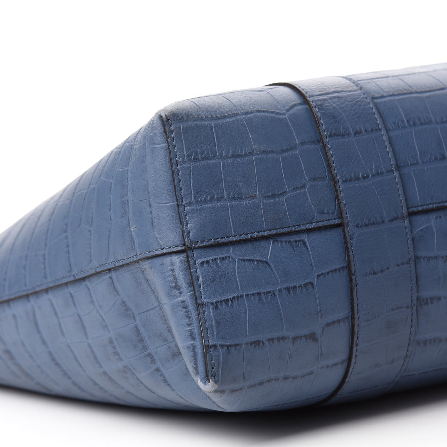 Matte Crocodile Embossed Bayswater Tote Pale Navy